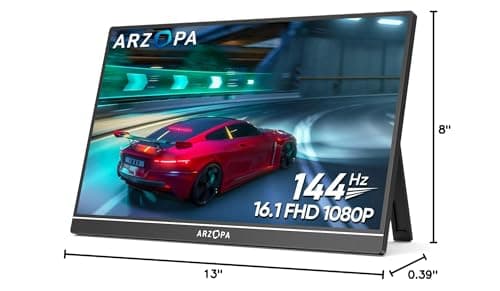 ARZOPA 16.1'' 144Hz Portable Gaming Monitor, 106% sRGB 1080P FHD Kickstand Portable Monitor with HDR, Ultra Slim, Eye Care, External Second Screen for Laptop, PC, PS5, Mac, Xbox-Z1FC Gray 10