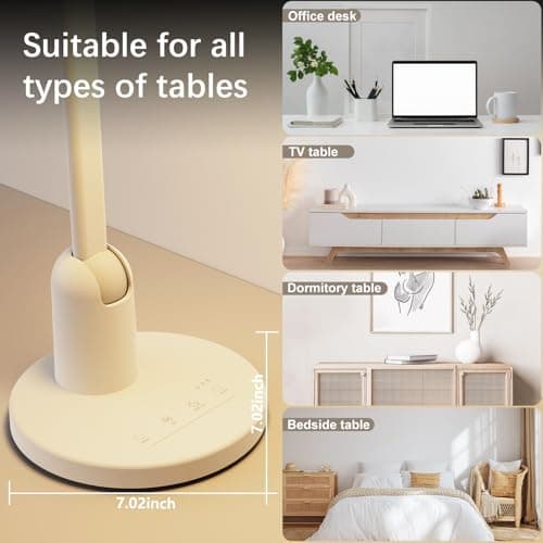 Kitloo Desk Lamps for Home Office with Stable Base, 1000LM Ultra Bright Eye-Caring Desk Light, 3000K-6000K Dimmable Table Lamp with Stepless Dimming & Timing Function for Work, Reading, Bedroom 6