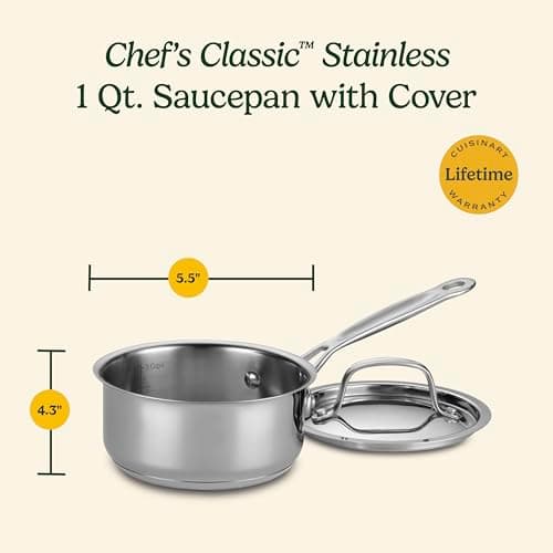 Cuisinart 1 Quart Saucepan w/Cover, Chef's Classic Stainless Steel Cookware Collection, 719-14 3