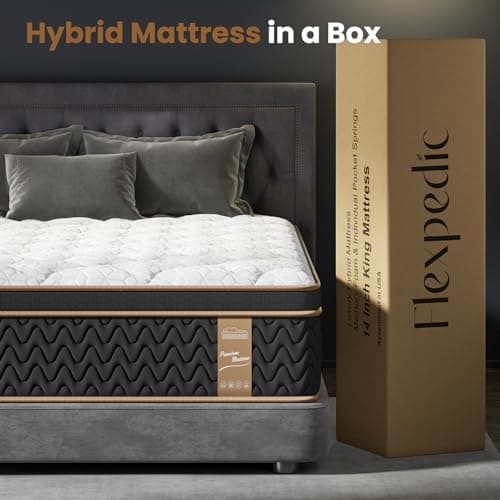 Firm Queen Mattress 14 Inch, Luxury Hotel Cooling Queen Size Hybrid Mattress in a Box, 7-Zones Individual Pocket Spring, Extra Hip/Shoulder/Lumbar Support, Fiberglass-Free, 365-Night Trial,CertiPUR-US 7