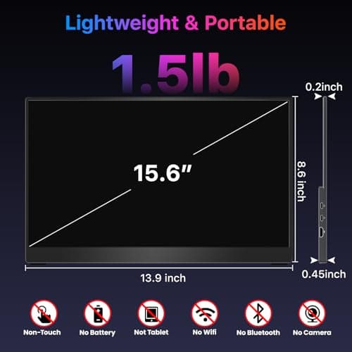 kksmart Portable Monitor 15.6 inch 4K UHD 145% sRGB 60Hz, Travel Monitor for Laptop MacBook Surface PC Xbox PS5, HDMI USB-C VESA Compatible Built-in Speaker 7