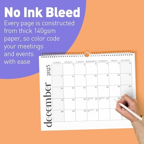 S&O Modern Minimal 2025 Wall Calendar - Tear-Off Monthly Calendar - 18 Month Academic Wall Calendar - Hanging Calendar to Track Anniversaries & Appointments - 13.5"x10.5”in 7