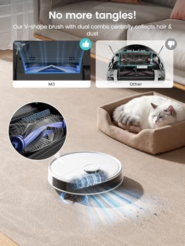 Lefant LiDAR Robot Vacuum and Mop, 12000Pa Suction, 90-Day Self-Emptying, Obstacle Avoidance, Auto Mop Washing&Drying, All-in-One for Pet Hair Carpet, 5G WiFi Alexa/APP/iWatch Control, M3 5