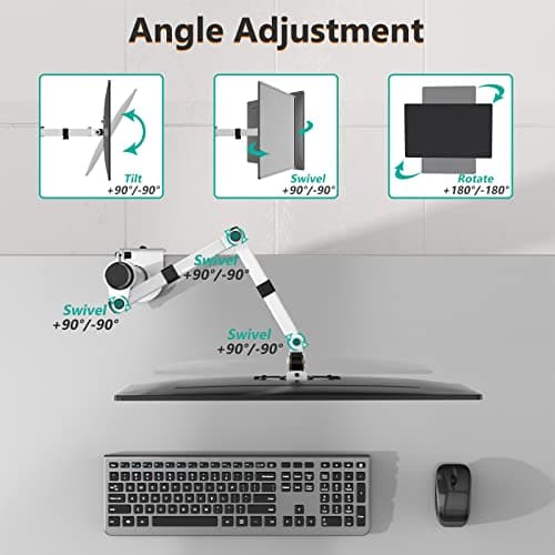WALI Monitor Arm Mount for Desk, Single Computer Desk Mount, Monitor Bracket Mount Stand Single, up to 32 inch, 22 lbs (M001-W), White 5