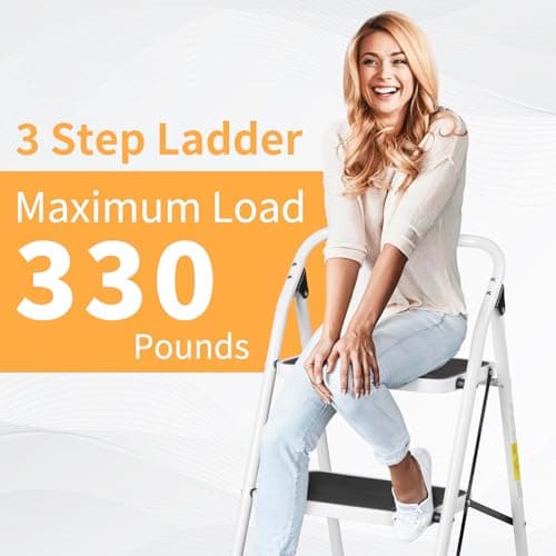 Winado 3 Step Ladder, Folding Step Stool with Wide Anti-Slip Pedal, Lightweight Convenient Handgrip Sturdy Steel Ladder, Portable Steel Step Stool 330 LB Capacity 6
