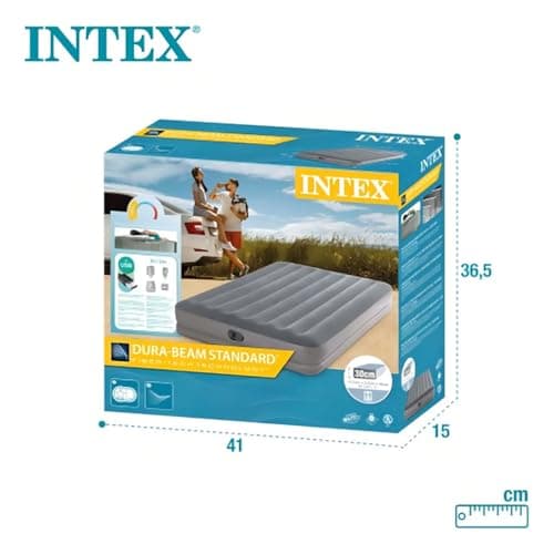 Intex 64114E Dura-Beam Standard Prestige Air Mattress: Fiber-Tech – Queen Size – Built-in USB Electric Pump – 12in Bed Height – 600lb Weight Capacity 6