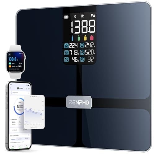 RENPHO Scale for Body Weight, Smart Scale with BMI, Body Fat, Muscle Mass, Bluetooth, 13 Metrics with Large Display, Support App Connection, Black, Elis 2X