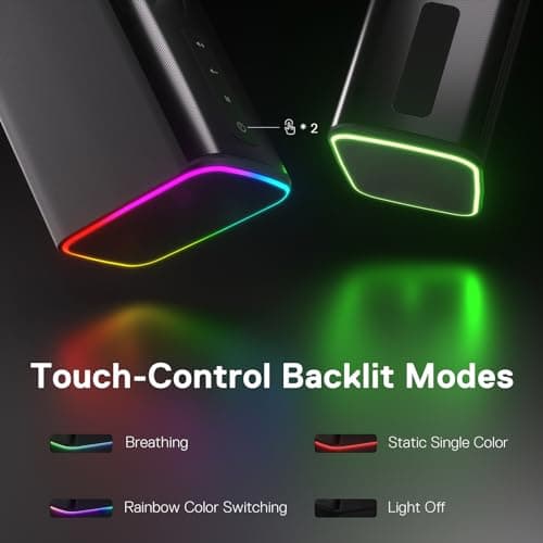 Redragon GS814 Stereo Desktop Speaker, 20W Output, 4 Real Units, BT 5.0/3.5mm AUX, Enhanced Bass, Touch-Control, Dynamic RGB Lighting 6