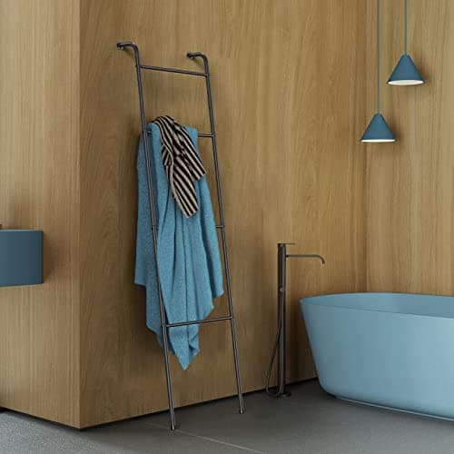 Blanket Ladder Decorative Towel Rack Holder for Bathroom, Wall Leaning Metal Drying Quilt Stand for Living Room Bedroom Farmhouse Home Decor, for Women Mom Mother Her Wife - Black 6