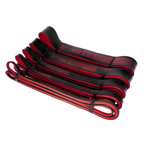 Undersun Resistance Bands for Working Out | 5-Level Heavy Resistance Bands, Door Anchor, Workout Program | Heavy Duty Resistance Strength Training Bands | Red/Black