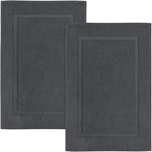 Utopia Towels Cotton Banded Rug, Bath Mats, Not a Bathroom Rug, 21 by 34 Inches, 100% Ring Spun Cotton, Highly Absorbent Shower Bathroom Floor Mat, Grey, 2 Pack