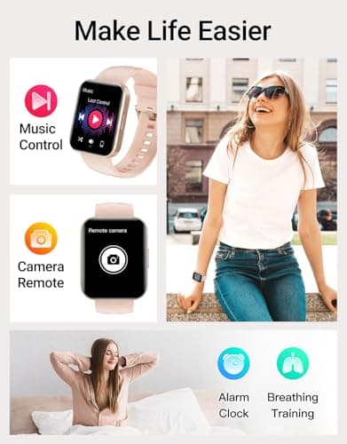 Dakofied Smart Watch (Answer/Make Calls), 1.85" Smart Watches for Women Men Digital Watch Fitness Tracker with 100+ Sport Modes Heart Rate Monitor for iOS Android Phones Waterproof (Light Pink) 7
