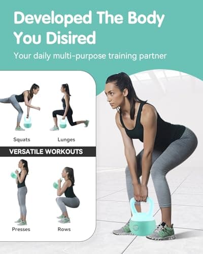 Soft Kettlebell - Cushioned Impact-Resistant Base and Anti-Slip, Kettle bell Anti-Slip Grip Weight for Home Workouts, Safe Strength Training Kettlebells Sets for Women & Men, With Non-slip Gloves (Green, 15 LB) 7