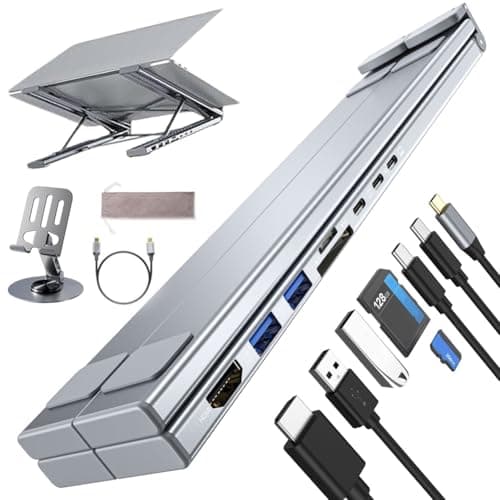 Civilizek 8-in-1 USB-C Laptop Stand with Docking Station,Pickelect 8-in-1 USB-C Hub Plug and Play Charging,Portable Gaming Laptop Stand Dock Station for MacBook/Air/Tablet(1 PC)