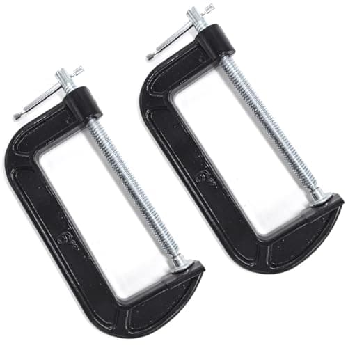 6 Inch C-Clamp Set, 2-5/8 Inch Throat Depth Heavy Duty Steel C Clamp Industrial Strength C Clamps for Woodworking, Welding, and Building(2PCs)