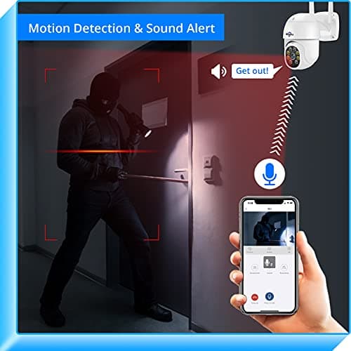 Hiseeu 3MP Security Camera Outdoor,WiFi Camera, Auto Tracking&Light Alarm Floodlight & Color Night Vision,Two-Way Audio, Plug-in Cable,Compatible Wireless System 5