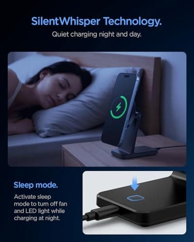 Spigen for MagSafe Charger, Qi2 15W Wireless Cooling Fan OneTap Pro 3 Cryomax (MagFit) Compatible with iPhone 17/16/15/14/13/12 Pixel 10 Pixelsnap Magnetic Cases & More, Sleep Friendly - Stand 5