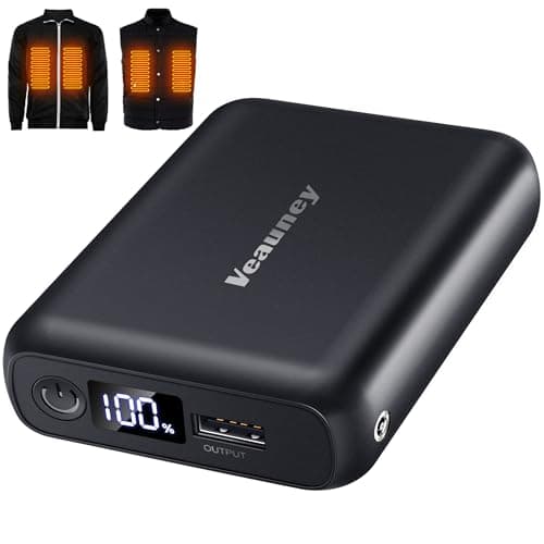 Veauney 7.4V 5V 18400mAh Heated Vest Battery Pack Compatible with ORORO, 7.4V Battery Pack for Heated Vest, with LED Display Portable Power Bank for for Weamest, for TODWARM, for Wulcea(No for 12V)