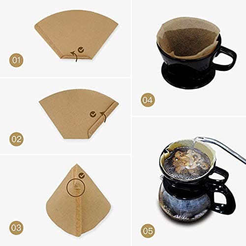 Irekamons #4 Cone Coffee Filter 8-12 cup, Unbleached Natural Paper, No Blowout, Disposable for Pour Over and Drip Coffee Maker, 100 Count 5