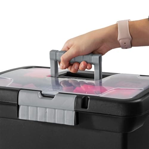 Sterilite 4-Pack Portable File Box, Stackable Container for Letter Hanging Folders, Black - Paper Document Plastic Storage Organizer with Latching Lid for Home, Office, and Dorm Organization 7