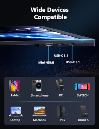 2.5K Portable Gaming Monitor, 18" 144Hz IPS Portable Laptop Monitor, Second Screen Dual USB C HDMI Computer Gaming Display with Speakers & Smart Cover, Travel Monitor for PC Phone PS4/5 Xbox Switch 7