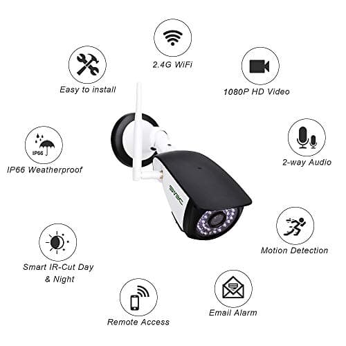 SV3C WiFi Security Cameras Outdoor, 2 Pack 1080P Two-Way Audio Exterior IP Camera, Outside Surveillance Cam Supports Motion Detection, ONVIF Conformance, IP66 Waterproof, RTSP,Max 128GB SD Card Record 8