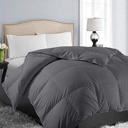 EASELAND Full Size Down Alternative Comforter - Quilted Duvet Insert for All Seasons, Soft Lightweight with Corner Tabs, Summer Winter Warm Bedding, Dark Grey 82×86 Inches