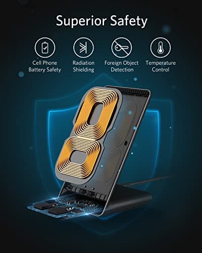 Anker Wireless Charger, 313 Wireless Charger (Stand), 10W Max Qi-Certified Fast Charging iPhone 14/14 Pro/14 Pro Max/13/13 Pro Max, Galaxy S20, S10, S9 (No AC Adapter) 5