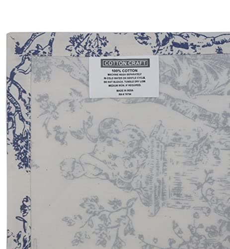 COTTON CRAFT Cloth Napkins - Set of 12-100% Cotton Reusable Country French Toile Dinner Napkin - Everyday Spring Summer Fall Christmas Holiday Party Gift - Soft Absorbent Serviette -18x18 - Blue 5