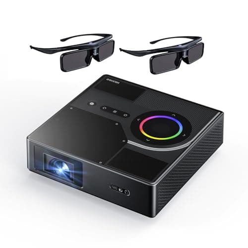 NexiGo Nova Mini Bundle, Portable Laser Projector, Google TV w/Netflix, 1080p FHD, 1200 Lumens, 15000:1 Contrast w/SAE, 3D, Auto Setup, 150" Display, 8W Dolby Audio, with DLP Link 3D Glasses(2 Pack)
