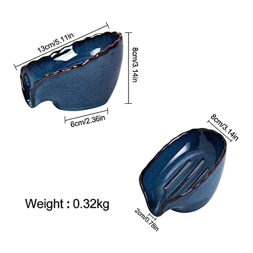 Floatant Soap Dish, Ceramic Dish Soap Holder, Self Draining Soap Holder, Easy to Clean Keeps Soap Dry, Soap Dishes for Bathroom, Kitchen, Toilet (Blue) 7