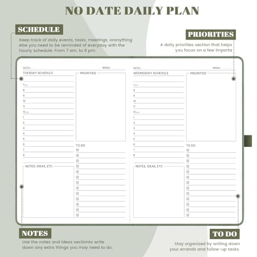 Lemome Udated Planner - A Daily Planner, Weekly and Monthly Planner, Planner 2024-2025 Start Anytime 30 Weeks Daily Planner for 6 Months, A5 planner 8.5" x 5.8" with Hardcover - Green 5