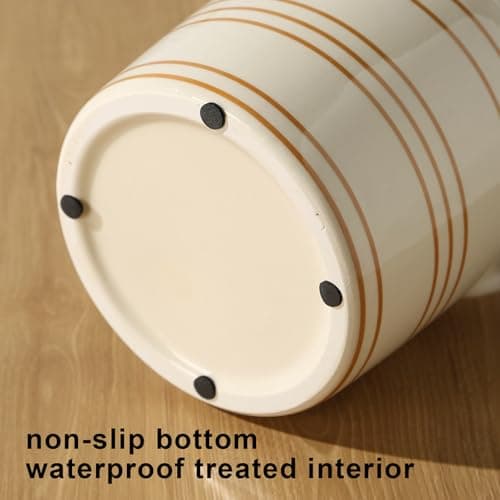 ATLZBLTCI Ceramic Farmhouse Kitchen Utensil Holder for Countertop, Rustic Cooking Utensil Holder Crock Fit for Kitchen Counter. 6*6.8*6.7 IN 5