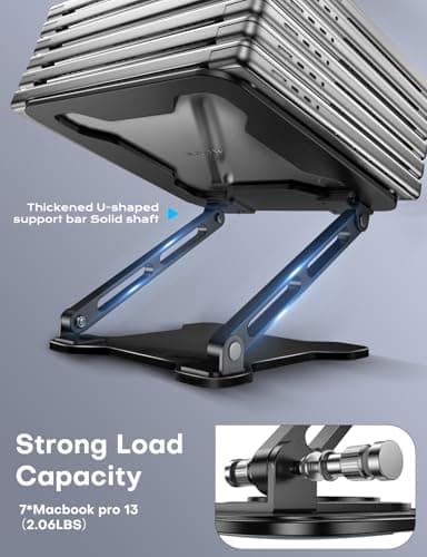 LOXP Adjustable Laptop Stand for Desk, Metal Foldable Laptop Riser, Ventilated Cooling Bracket, Ergonominc Computer Notebook Stand for Desk Compatible with 10-15.6“ Laptops 5