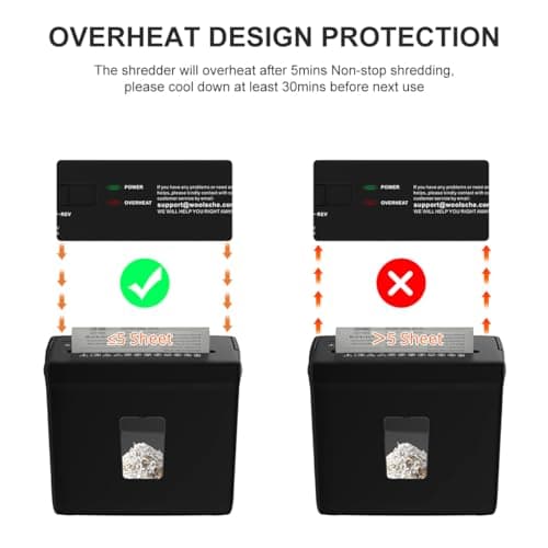Woolsche Paper Shredder for Home,5 Sheet Desktop Cross Cut with 2.38-Gallon Basket Shredder,P-4 Security Level, 4-Mode Design, Shreds Paper/Credit Card - Durable, with Jam Proof Function for Home 5