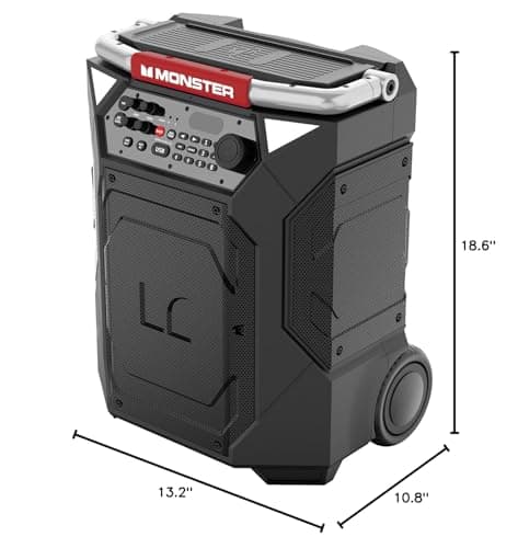 Monster Rockin’ Roller 360 Indoor/Outdoor Portable Bluetooth Speaker | Up to 240W of 360 Degree Sound & Up to 100 Hours of Playtime | Includes Microphone 7