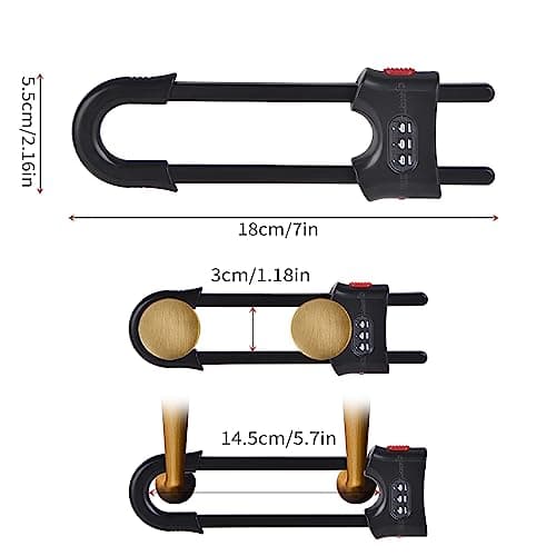 4 Packs U-Shaped Sliding Cabinet Locks, Baby Proofing Cabinets with Adjustable Child Safety Lock, Childproof Latches for Knobs, Handles on Kitchen Doors and Home Drawers Closet - Black 6