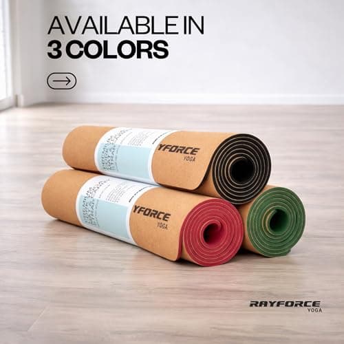RAYFORCE Cork Yoga Mat 6mm – Non-Slip Grip Improves with Sweat – Thick Yoga Mat with Alignment Lines (72x26”) 9