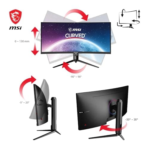 msi MAG301CR2, 30" Gaming Monitor, 2560 x 1080 (UWFHD), VA, 200Hz, FreeSync, HDR Ready HDMI, Displayport, USB C, Tilt, Swivel, Height Adjustable 5