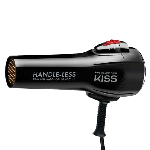 KISS Handle-Less 1875W Ceramic Tourmaline Hair Dryer, Effortless Styling Precision Blow Dryer, Cool Touch Nozzle, Triple-Layer Heat Insulation, Heat Resistant Cap, 3 Styling Attachments, Up to 450°F 11