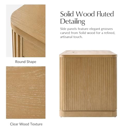 HULALA HOME Computer Desk with Power Outlets, 60 inche Modern Office Desk with Keyboard Tray and Fluted Wood Legs, Solid Wood Drawer, SEADRIFT 5