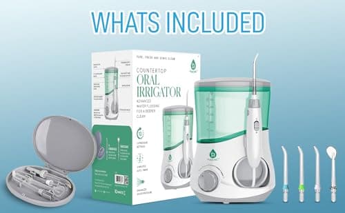 Pursonic OI-200 Professional Water Flosser for Teeth with 3 Nozzles - Bonus Tongue Scraper Multiple Pressure Settings - Electric Flosser Timer and Plaque Removal for Gum Health 5