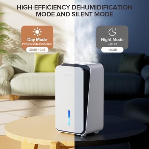 Onsekin Dehumidifier for Home, 1000 sq.ft Dehumidifier with Auto Shut Off, 7-Color LED Light Built-in Aromatherapy Diffuser, Ultra-Quiet Dehumidifiers for Bedroom, Bathroom, Basement (Pale White) 5
