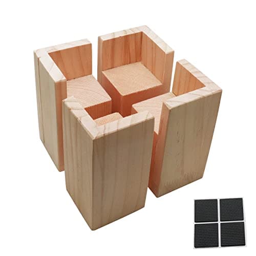 Tsnamay Set of 4 Bed Risers Furniture Square Risers 3.15 Inches Wooden Solid Wood Original Color for DIY Painting Sofa Couch Chair Table Increase Legs