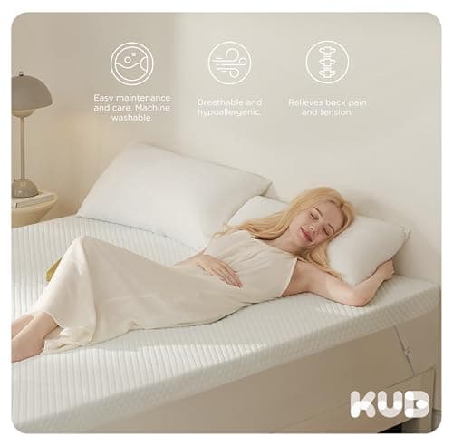 KUB Extra Firm Memory Foam Mattress Topper King Size 78x80 Inch 3 Inch-Cooling Pain Relief Mattress Pad White 6