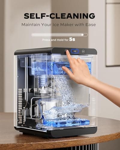 Silonn Nugget Ice Maker Countertop, Pebble Ice Maker Nugget, 44lbs Crushed Ice in 24h, Pull-Out Water Tank and Removable Ice Basket for Home, Kitchen, Stainless Steel 6