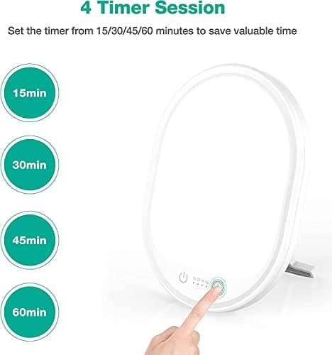 UV-Free 10000 Lux Daylight Lamp - Touch Control with 3 Brightness Levels & 4 Timer Functions, Large Surface & Rotatable Stand for Home/Office 3