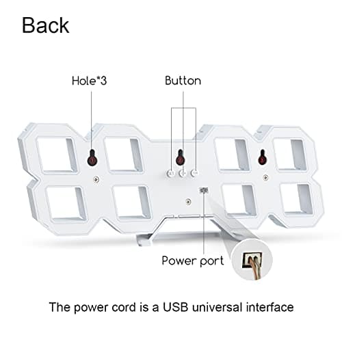 Cardking LED Digital Wall Clock, 3D Alarm Clock for Bedroom Living Room Classroom 12/24H/Date/Temperature Large Display Adjustable Brightness Snooze Night Light White 9.7 inch with Remote Control 5