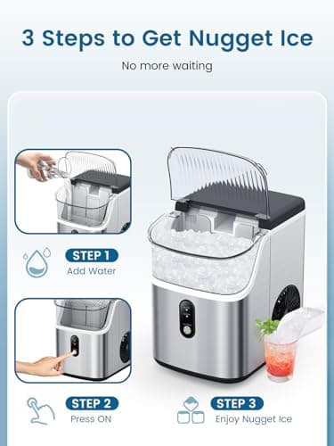 COWSAR Nugget Ice Makers Countertop, Soft Chewable Crushed Ice Maker Machine, Portable Pebble Ice Maker Countertop, 34Lbs/Day, Self-Cleaning, One-Button Operation Ice Machine for Home Kitchen Party 5