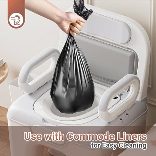 AKIMRABY Bedside Commode, Upgraded Safety Commode Toilet for Elderly Disabled, Potty Chair for Adult with Enlarged Arms, Height Adjustable, 900lbs Heavy Duty Bedside Commodes for Seniors 6